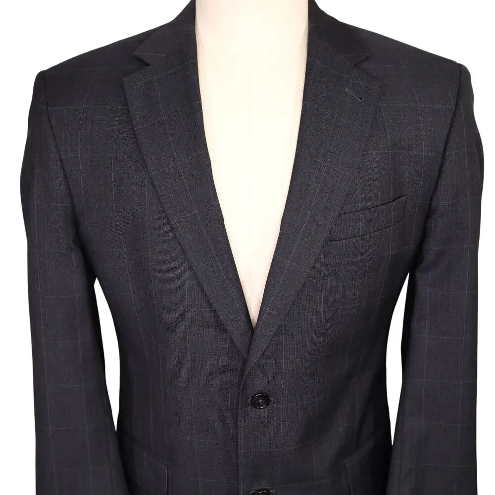 Jos A Bank Sport Coat Mens 41R Wool Silk Blue Gray Jacket Blazer Signature